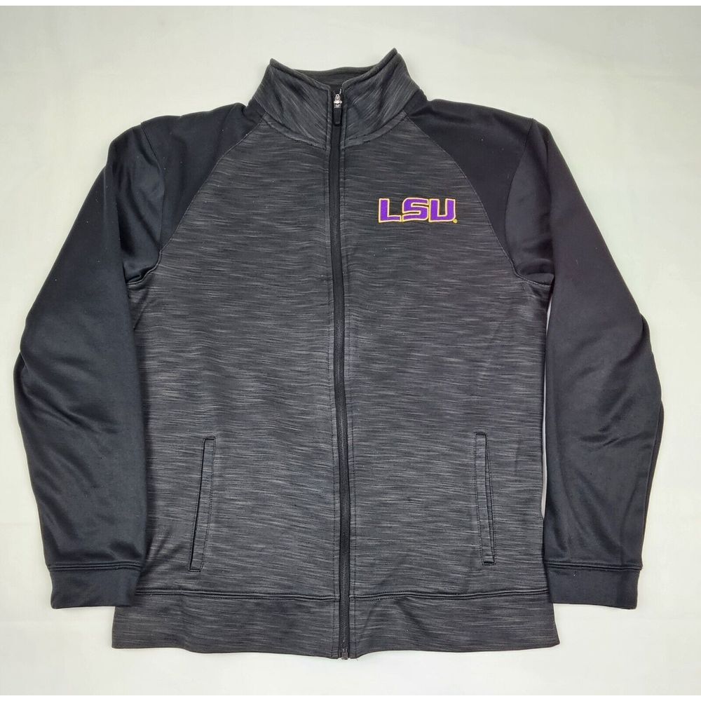 LSU Tigers Jacket Mens Small. NCAA Full-Zip Grey‎ Purple Longsleeve.